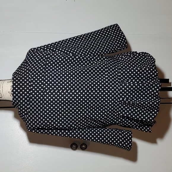 Laura Ashley- Women's Polka Dot Peplum jacket coat black/white New! Sz.Large - Picture 5 of 8
